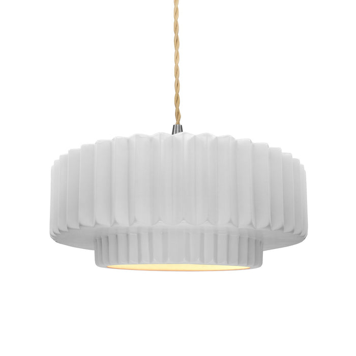 Justice Designs - CER-6553-WHT-NCKL-BEIG-TWST - One Light Pendant - Radiance - Gloss White