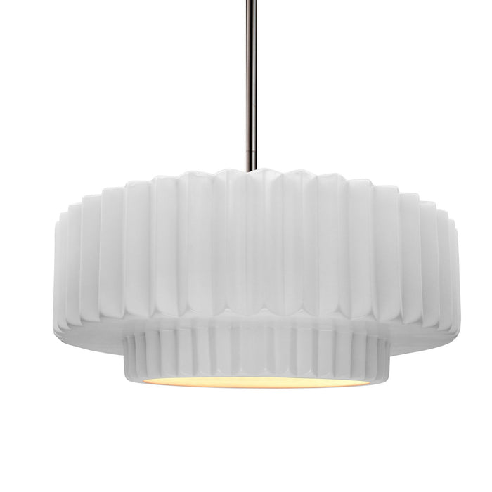 Justice Designs - CER-6553-WHT-NCKL-RIGID - One Light Pendant - Radiance - Gloss White