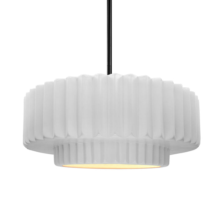 Justice Designs - CER-6553-WTWT-MBLK-RIGID - One Light Pendant - Radiance - Gloss White (outside and inside of fixture)