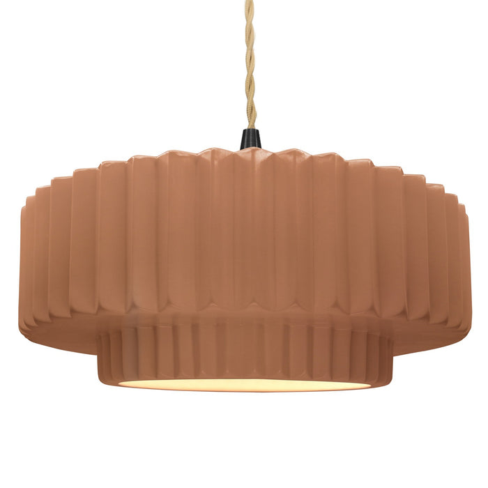 Justice Designs - CER-6555-ADOB-MBLK-BEIG-TWST - One Light Pendant - Radiance - Adobe