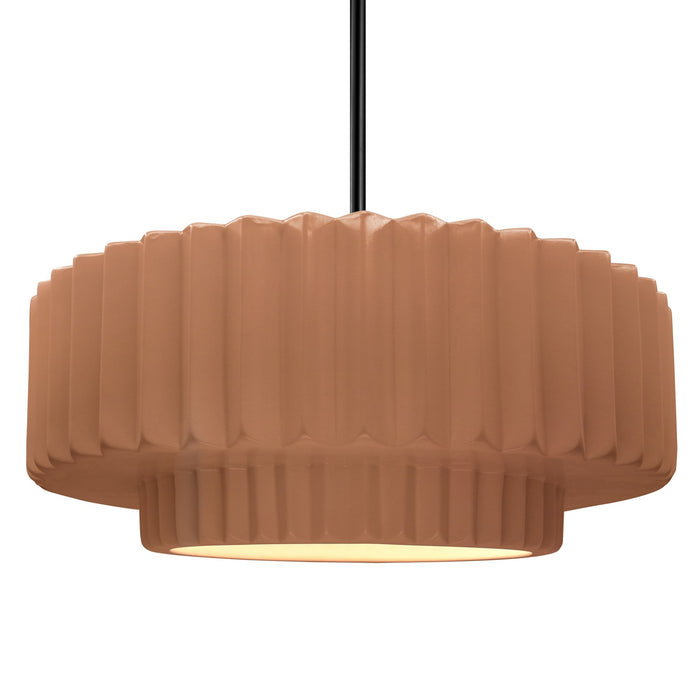 Justice Designs - CER-6555-ADOB-MBLK-RIGID - One Light Pendant - Radiance - Adobe