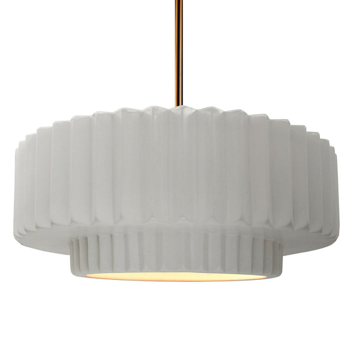 Justice Designs - CER-6555-BIS-BRSS-RIGID - One Light Pendant - Radiance - Bisque