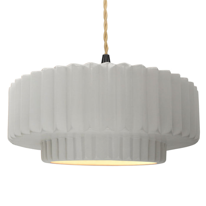 Justice Designs - CER-6555-BIS-MBLK-BEIG-TWST - One Light Pendant - Radiance - Bisque