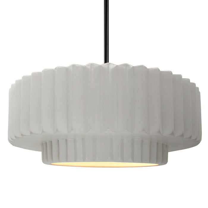Justice Designs - CER-6555-BIS-MBLK-RIGID - One Light Pendant - Radiance - Bisque