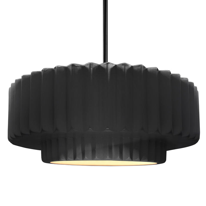 Justice Designs - CER-6555-BKMT-MBLK-RIGID - One Light Pendant - Radiance - Gloss Black w/ Matte White