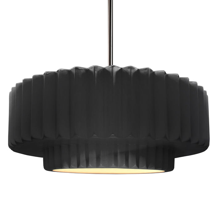 Justice Designs - CER-6555-BKMT-NCKL-RIGID - One Light Pendant - Radiance - Gloss Black w/ Matte White