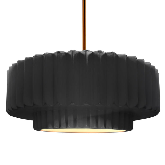 Justice Designs - CER-6555-BLK-BRSS-RIGID - One Light Pendant - Radiance - Gloss Black