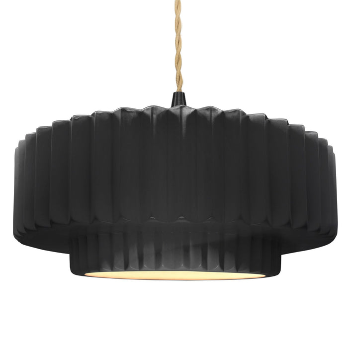 Justice Designs - CER-6555-BLK-MBLK-BEIG-TWST - One Light Pendant - Radiance - Gloss Black