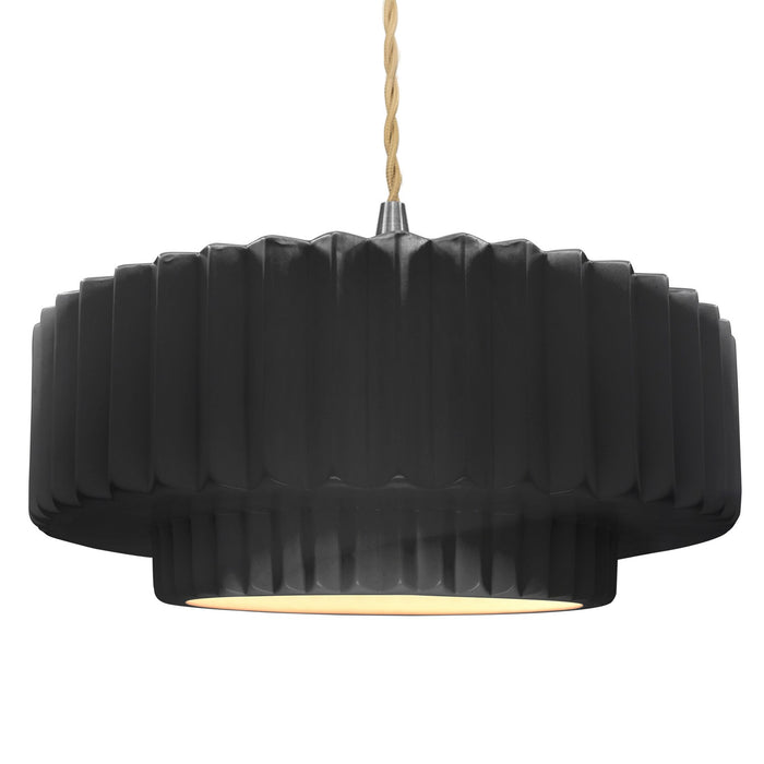 Justice Designs - CER-6555-BLK-NCKL-BEIG-TWST - One Light Pendant - Radiance - Gloss Black