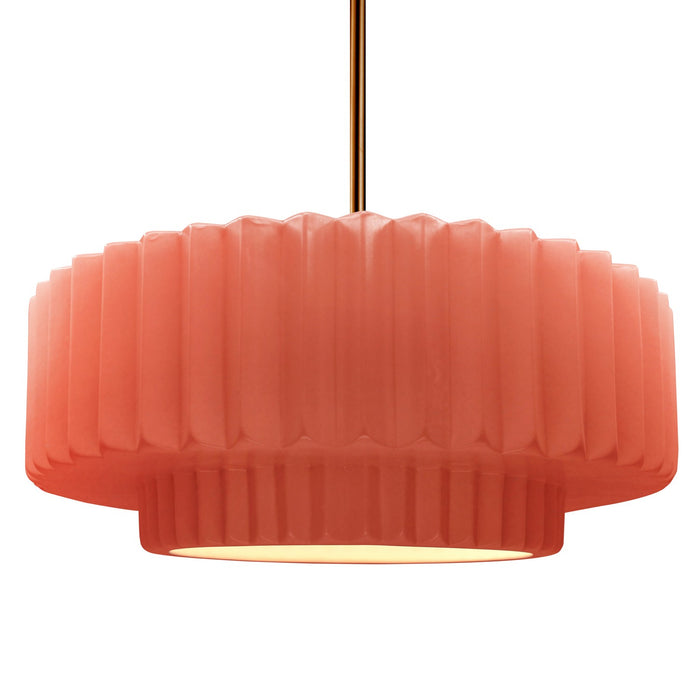 Justice Designs - CER-6555-BSH-BRSS-RIGID - One Light Pendant - Radiance - Gloss Blush