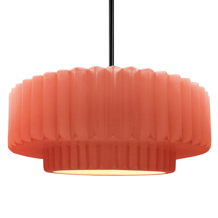 Justice Designs - CER-6555-BSH-MBLK-RIGID - One Light Pendant - Radiance - Gloss Blush