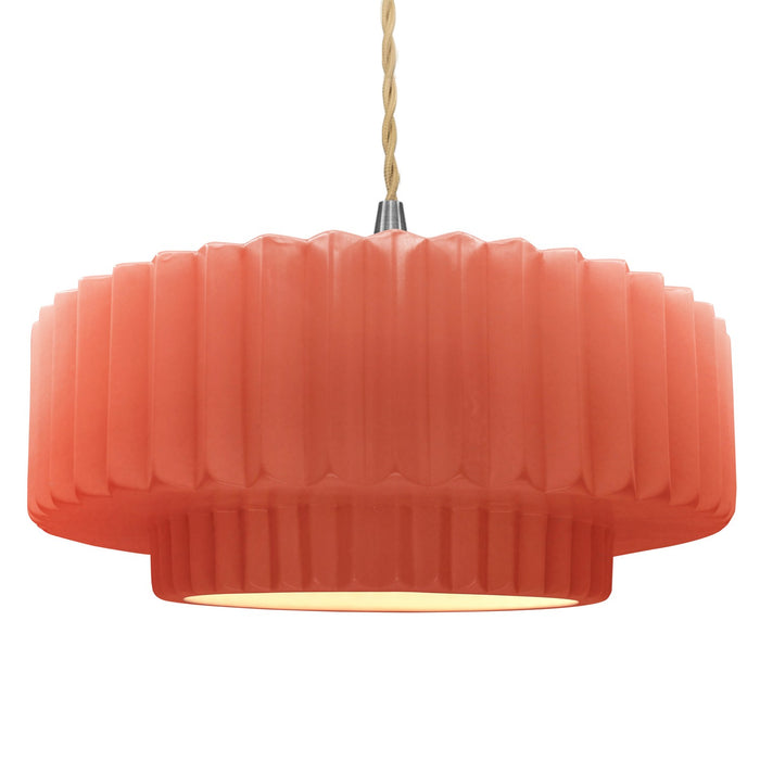 Justice Designs - CER-6555-BSH-NCKL-BEIG-TWST - One Light Pendant - Radiance - Gloss Blush