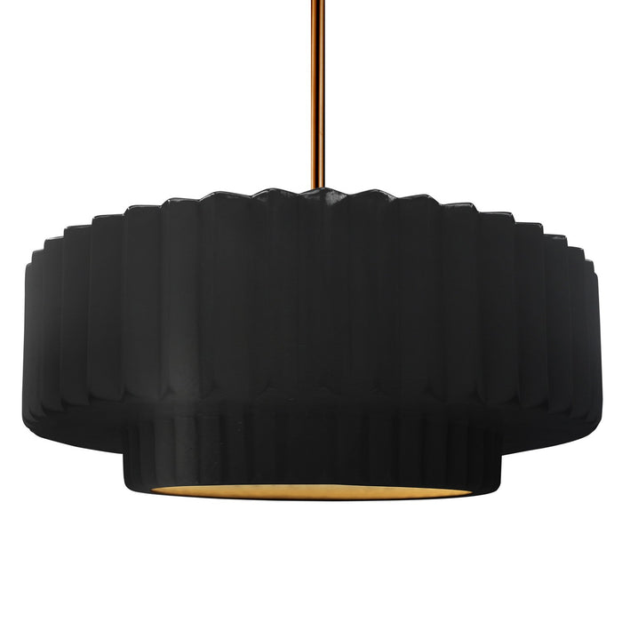 Justice Designs - CER-6555-CBGD-BRSS-RIGID - One Light Pendant - Radiance - Carbon Matte Black w/ Champagne Gold