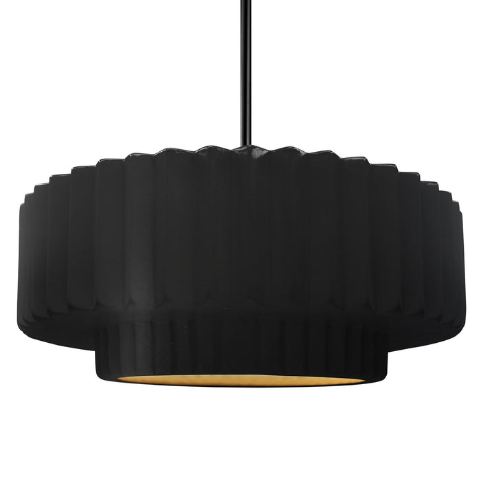 Justice Designs - CER-6555-CBGD-MBLK-RIGID - One Light Pendant - Radiance - Carbon Matte Black w/ Champagne Gold