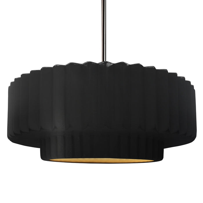 Justice Designs - CER-6555-CBGD-NCKL-RIGID - One Light Pendant - Radiance - Carbon Matte Black w/ Champagne Gold