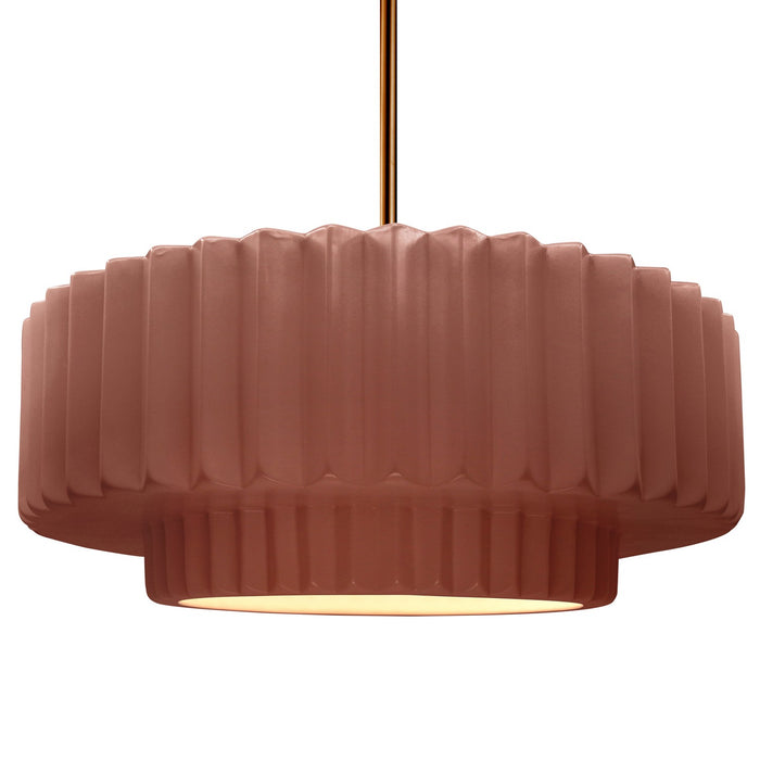 Justice Designs - CER-6555-CLAY-BRSS-RIGID - One Light Pendant - Radiance - Canyon Clay