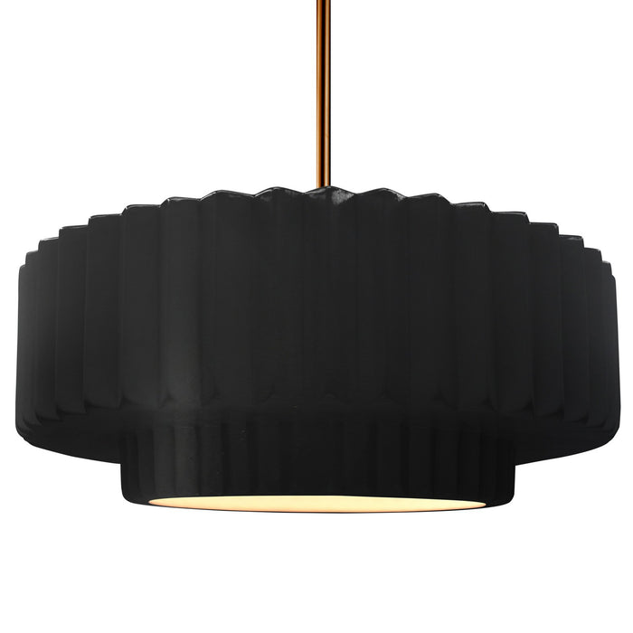 Justice Designs - CER-6555-CRB-BRSS-RIGID - One Light Pendant - Radiance - Carbon - Matte Black