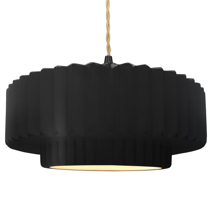 Justice Designs - CER-6555-CRB-MBLK-BEIG-TWST - One Light Pendant - Radiance - Carbon - Matte Black