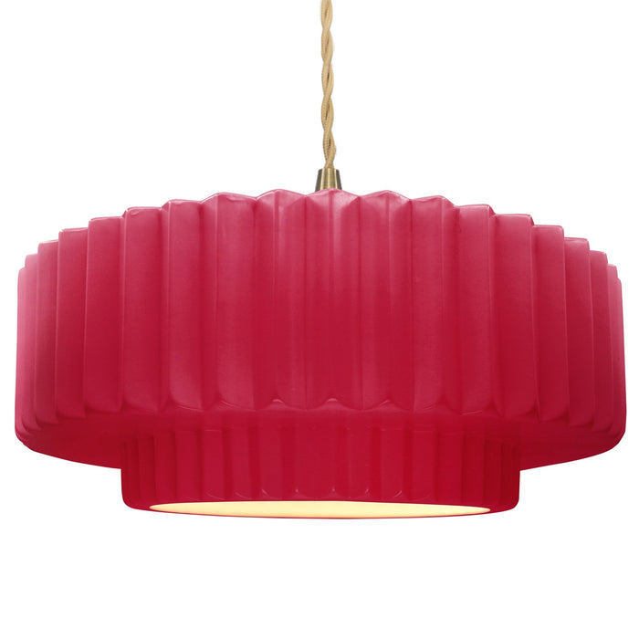 Justice Designs - CER-6555-CRSE-BRSS-BEIG-TWST - One Light Pendant - Radiance - Cerise