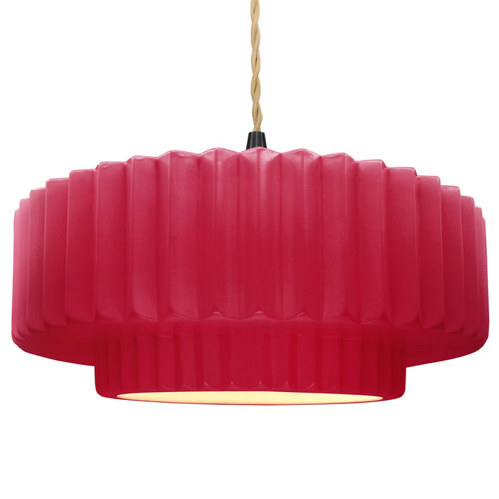 Justice Designs - CER-6555-CRSE-MBLK-BEIG-TWST - One Light Pendant - Radiance - Cerise