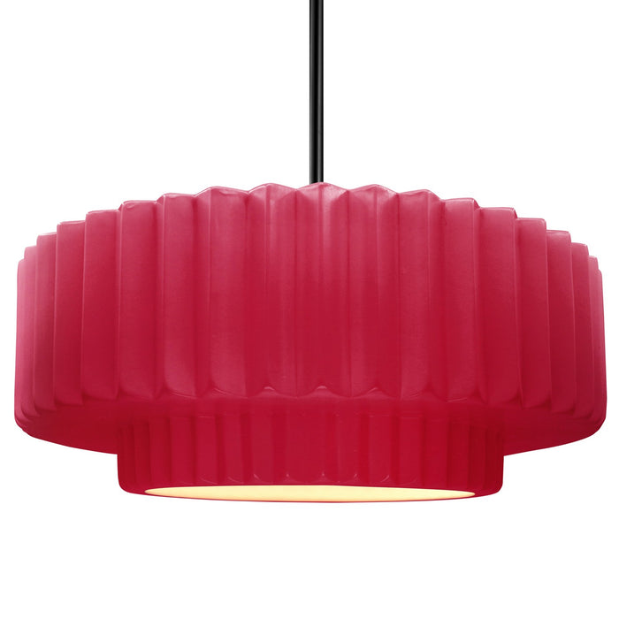 Justice Designs - CER-6555-CRSE-MBLK-RIGID - One Light Pendant - Radiance - Cerise