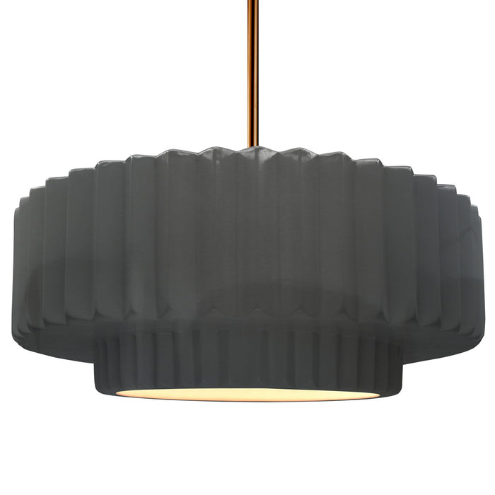 Justice Designs - CER-6555-GRY-BRSS-RIGID - One Light Pendant - Radiance - Gloss Grey