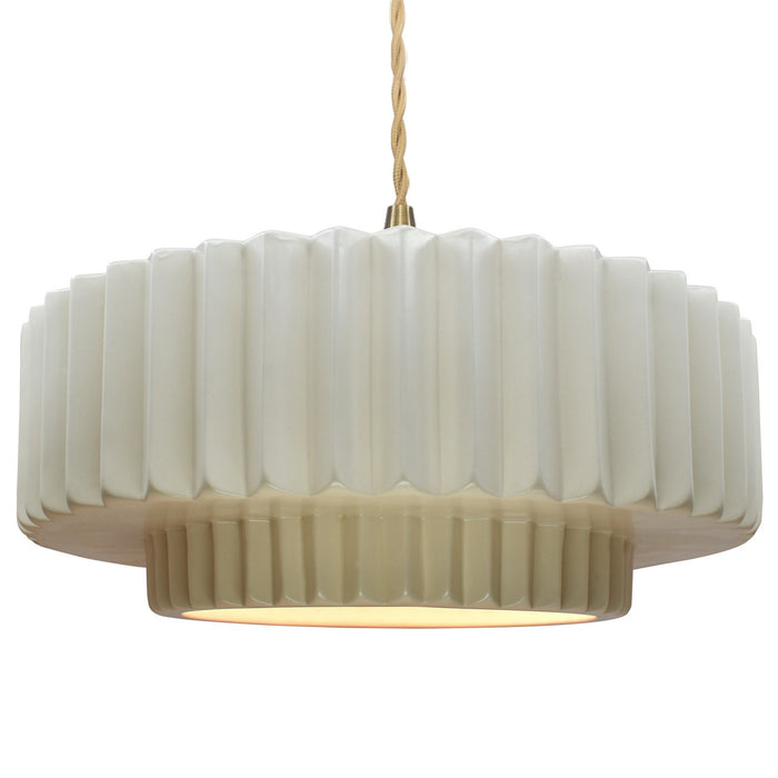 Justice Designs - CER-6555-MAT-BRSS-BEIG-TWST - One Light Pendant - Radiance - Matte White