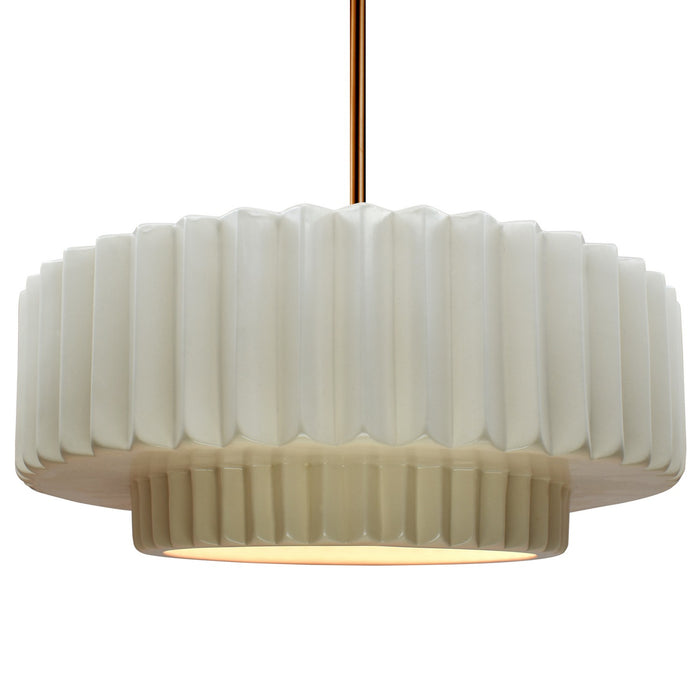 Justice Designs - CER-6555-MAT-BRSS-RIGID - One Light Pendant - Radiance - Matte White