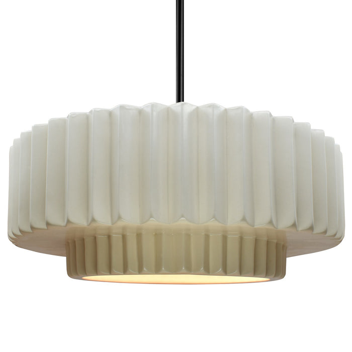 Justice Designs - CER-6555-MAT-MBLK-RIGID - One Light Pendant - Radiance - Matte White