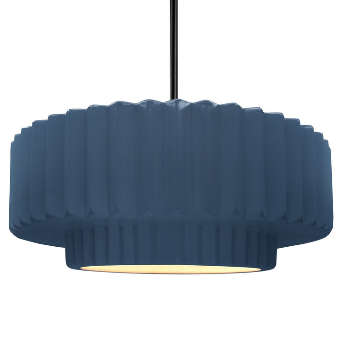 Justice Designs - CER-6555-MDMT-MBLK-RIGID - One Light Pendant - Radiance - Midnight Sky w/ Matte White