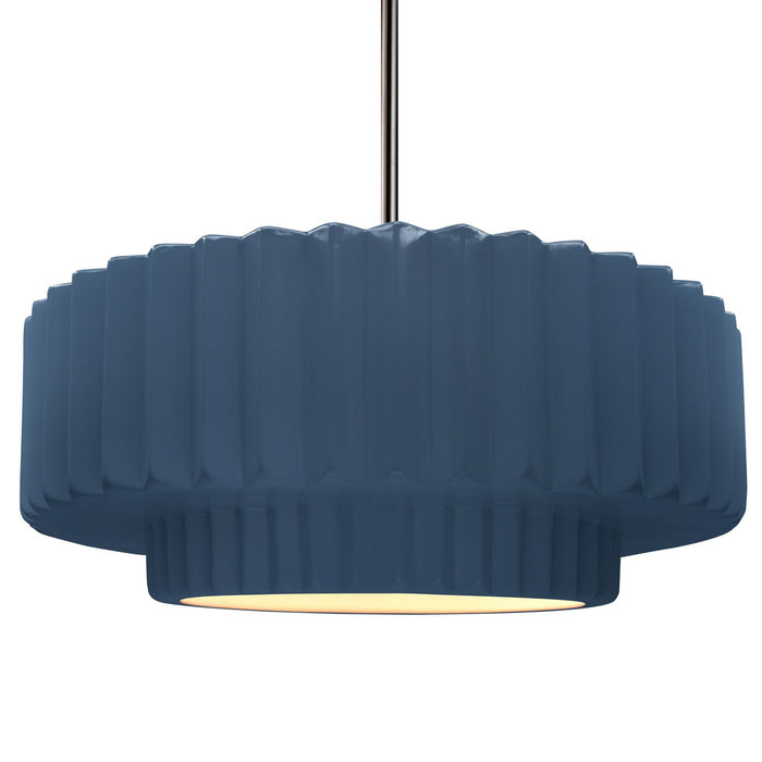 Justice Designs - CER-6555-MDMT-NCKL-RIGID - One Light Pendant - Radiance - Midnight Sky w/ Matte White