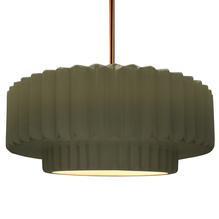 Justice Designs - CER-6555-MGRN-BRSS-RIGID - One Light Pendant - Radiance - Matte Green