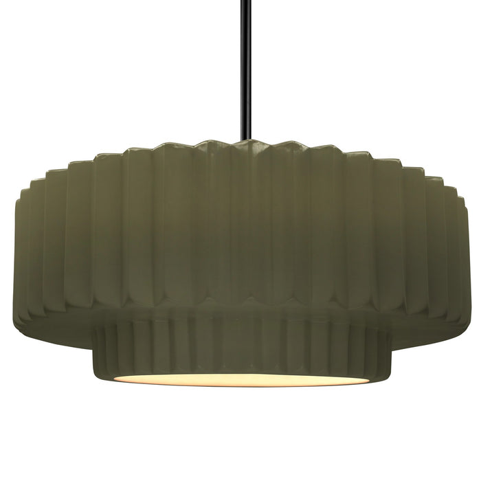 Justice Designs - CER-6555-MGRN-MBLK-RIGID - One Light Pendant - Radiance - Matte Green