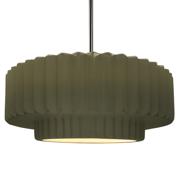 Justice Designs - CER-6555-MGRN-NCKL-RIGID - One Light Pendant - Radiance - Matte Green