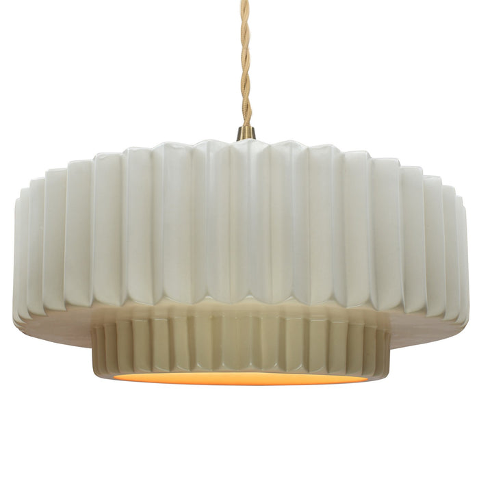 Justice Designs - CER-6555-MTGD-BRSS-BEIG-TWST - One Light Pendant - Radiance - Matte White w/ Champagne Gold