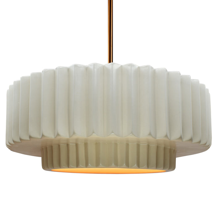 Justice Designs - CER-6555-MTGD-BRSS-RIGID - One Light Pendant - Radiance - Matte White w/ Champagne Gold