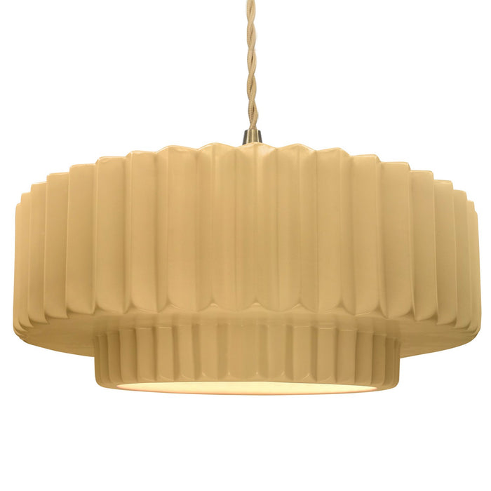 Justice Designs - CER-6555-MYLW-BRSS-BEIG-TWST - One Light Pendant - Radiance - Muted Yellow