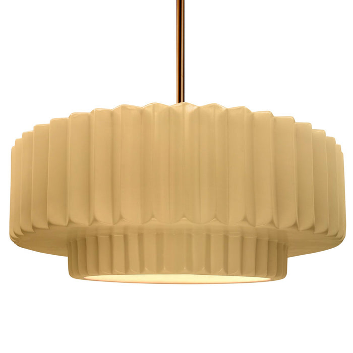 Justice Designs - CER-6555-MYLW-BRSS-RIGID - One Light Pendant - Radiance - Muted Yellow