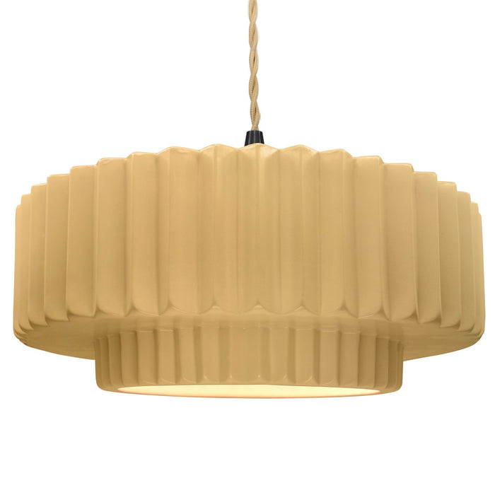 Justice Designs - CER-6555-MYLW-MBLK-BEIG-TWST - One Light Pendant - Radiance - Muted Yellow