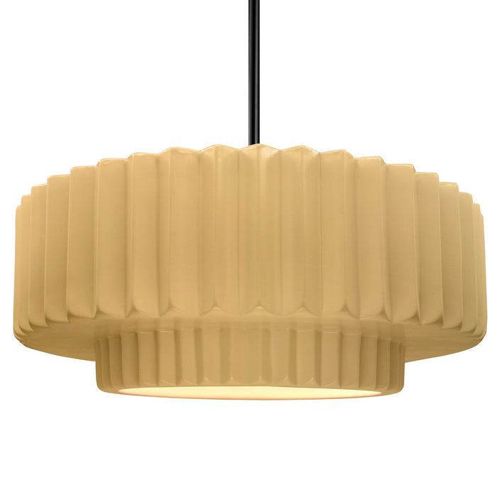 Justice Designs - CER-6555-MYLW-MBLK-RIGID - One Light Pendant - Radiance - Muted Yellow