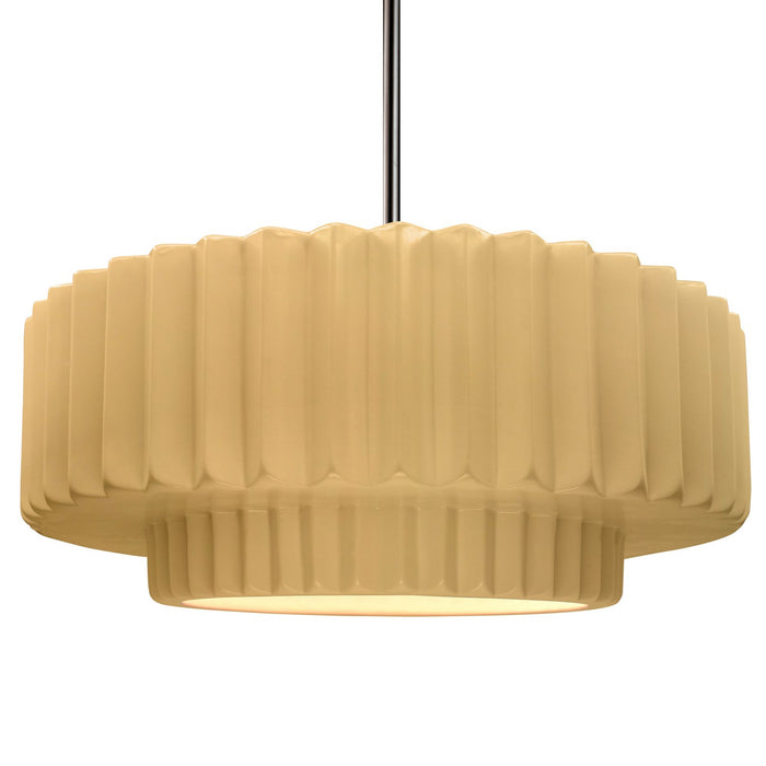 Justice Designs - CER-6555-MYLW-NCKL-RIGID - One Light Pendant - Radiance - Muted Yellow