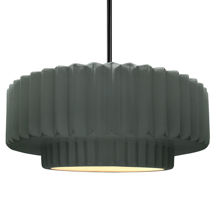 Justice Designs - CER-6555-PWGN-MBLK-RIGID - One Light Pendant - Radiance - Pewter Green