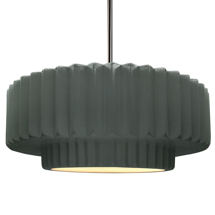 Justice Designs - CER-6555-PWGN-NCKL-RIGID - One Light Pendant - Radiance - Pewter Green