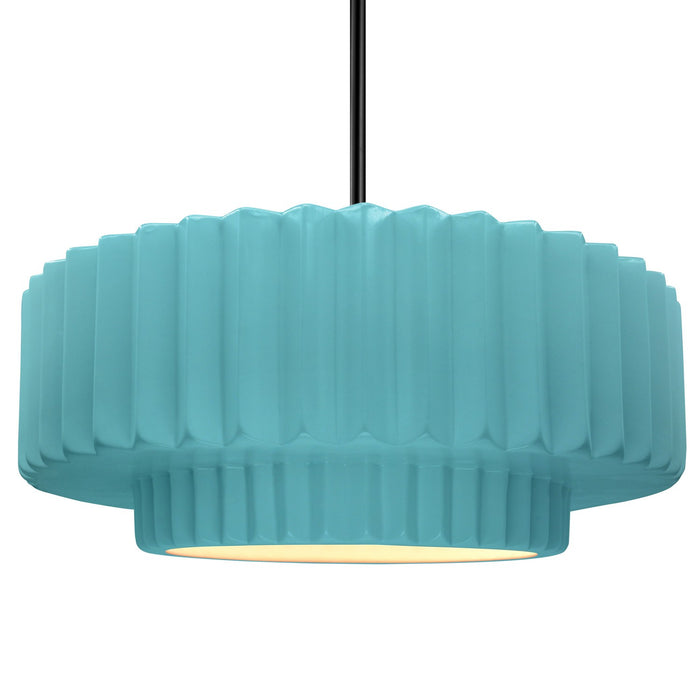 Justice Designs - CER-6555-RFPL-MBLK-RIGID - One Light Pendant - Radiance - Reflecting Pool