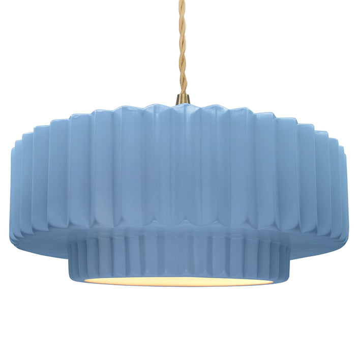 Justice Designs - CER-6555-SKBL-BRSS-BEIG-TWST - One Light Pendant - Radiance - Sky Blue