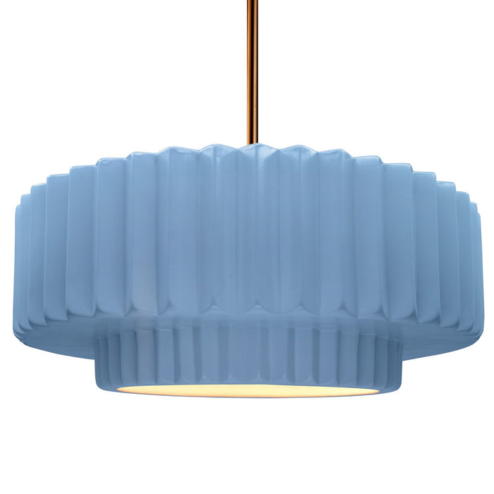 Justice Designs - CER-6555-SKBL-BRSS-RIGID - One Light Pendant - Radiance - Sky Blue