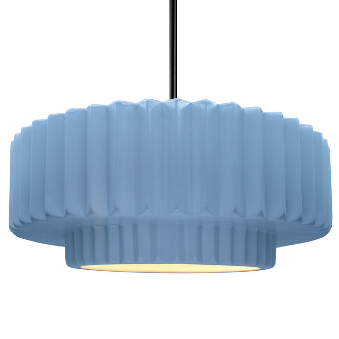 Justice Designs - CER-6555-SKBL-MBLK-RIGID - One Light Pendant - Radiance - Sky Blue