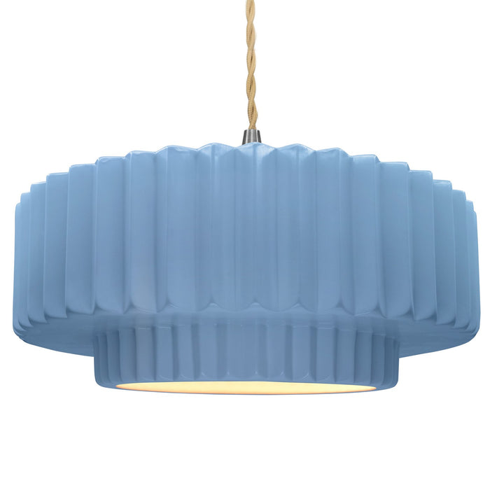 Justice Designs - CER-6555-SKBL-NCKL-BEIG-TWST - One Light Pendant - Radiance - Sky Blue