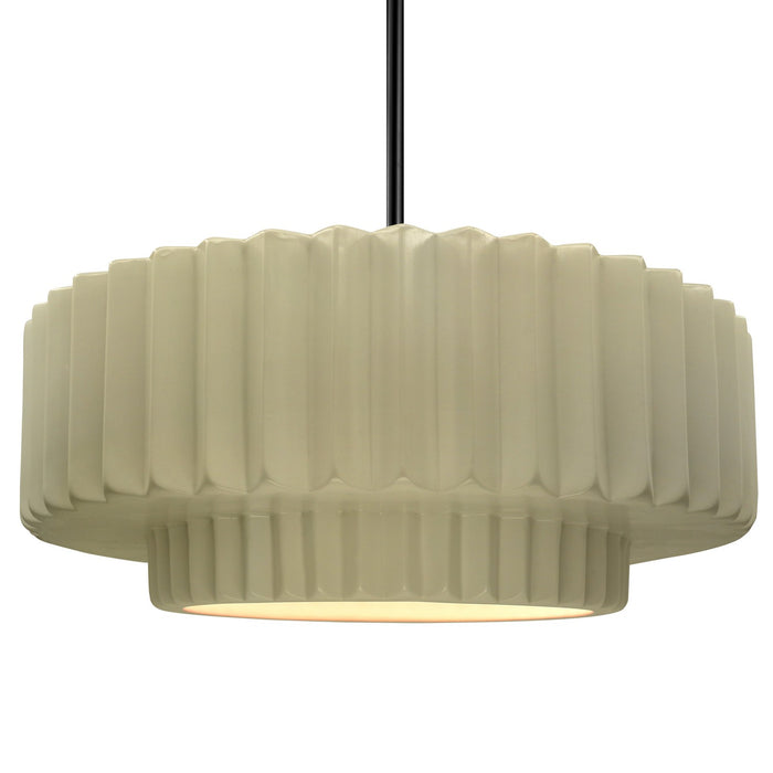 Justice Designs - CER-6555-VAN-MBLK-RIGID - One Light Pendant - Radiance - Vanilla (Gloss)