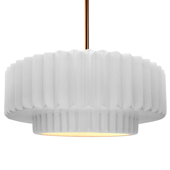 Justice Designs - CER-6555-WHT-BRSS-RIGID - One Light Pendant - Radiance - Gloss White